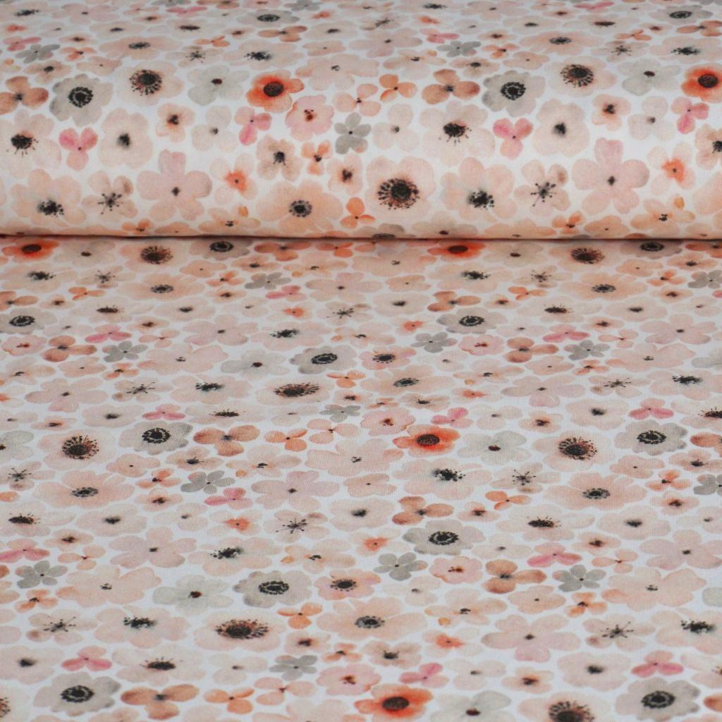 Preview: French Terry Blütenblätter rosa apricot - Bio